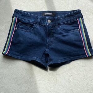 The Colorful Journey: Women's Express Rainbow Down Sides Shorts‎